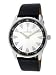 Le Chateau #2670M-7 Men's Silver Tone Black Elegant Slim Leather Strap Watch