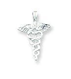 Sterling Silver Caduceus Charm with 20 inch Sterling Silver Chain