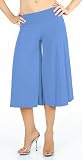 Stretch Gaucho Pants with Banded Waist from Hot Fash Shorts - SALEEN Blue