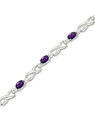 14kt Yellow Gold Oval Amethyst and Diamond Bracelet
