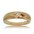 Mens Brushed Diamond Wedding Band or Ring Yellow Gold