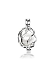 Bling Jewelry Sterling Silver Freshwater White Pearl Cage Pendant