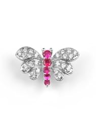 C.Z & Ruby Butterfly Brooch Pin