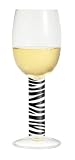 White Wine Glass, Navaja, Zebra Stripe Stem w/ Napkin. Designer Embossed Stem White Wine Goblet