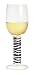 White Wine Glass, Navaja, Zebra Stripe Stem w/ Napkin. Designer Embossed Stem White Wine Goblet