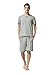 Suntasty Men's Summer Soft Round Neck Long Sleeve Cropped Pajama Sleepwear