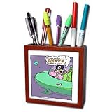 Londons Times Funny Aliens Cartoons - UFO Elvis Sighting - Tile Pen Holders-5 inch tile pen holder