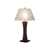 Kenroy Home Della 32 Inch Table Lamp In Mahogany Finish With A Cream Fiber Shade