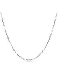 14k White Gold 1mm Wide Italian Rolo Chain Necklace