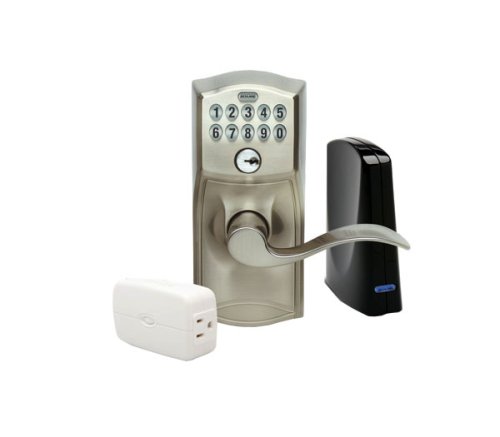 Schlage LiNK Wireless Keypad Entry Lever Lock Starter Kit System, Satin Nickel"