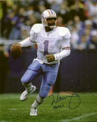 Warren Moon Autographed Houston Oilers 8x10 Photo w/HOF