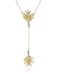 18K Yellow Gold Plated Sterling Silver Two-Tone Leaf Necklace, 18"