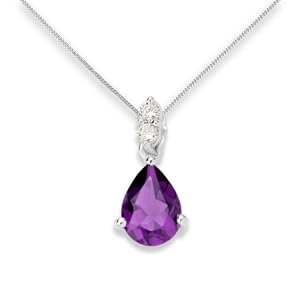 Miore - USP007P5W - Collier femme - Or blanc 375/1000 (9 carats) 0.98 gr - Améthyste/Diamant 0.06 cts - 45 cm