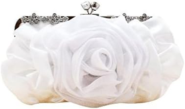 Elegant Sequined Satin Rose Rhinestone Handbag Evening Party Wedding Bag Clutch Purese for Women