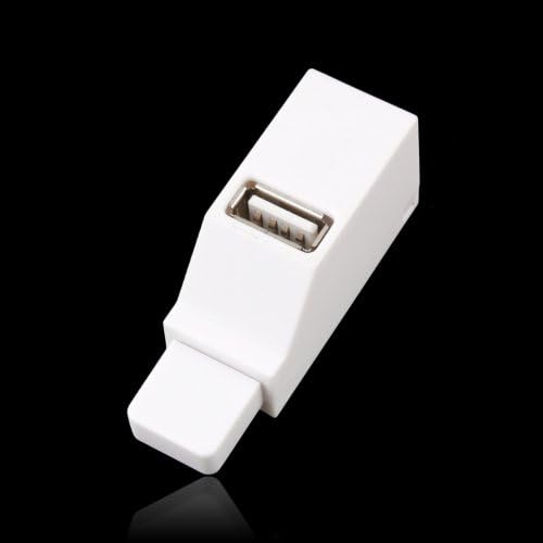 Paylow - White 3 Ports Mini USB 2.0 High Speed Hub, Up to 500 Mbps