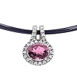 14K White Gold Pink Tourmaline and Diamond Pendant