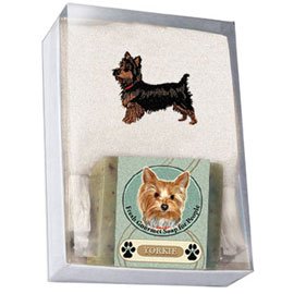 Single Gift Box with Yorkie Pup Cut Soap and Towel