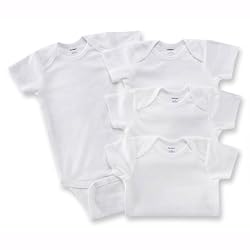Gerber Onesies, 4 Pack, White, 3T