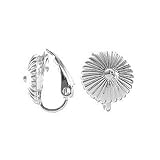 Image of Sterling Silver Circle Umbrella Pattern Clip On Earrings