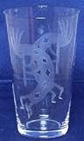 Individually Hand Etched Kokopelli Tumbler Glass 7"H Set / 4