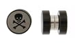 No Piercing Required - Anodized Stainless Steel Magnetic Fake Plugs - Skull and Bones Logo - Imitation 0G - Sold as a Pair