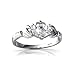 14K White Gold Pear Genuine White Topaz Celtic Claddagh Ring