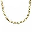Wide Mens 14KT Figaro Link Necklace in Solid Yellow Gold