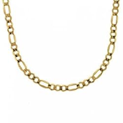Wide Mens 14KT Figaro Link Necklace in Solid Yellow Gold