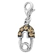 14K White Gold Brown and White Diamond Safety Pin Charm