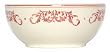 Ceramic Pottery Large Salad Bowl With Crimson Red Decorative Scroll Design 9"D