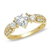Heart-Shaped Cubic Zirconia Engagement Ring in 10K Gold - Size 7 6mm CZ BRIDAL RINGS