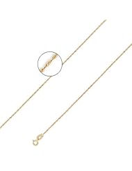 14K Solid Yellow Gold Singapore Chain Necklace 1.2mm (3/64 in.) - 22 in.