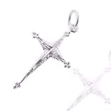 925 Sterling Silver Jewelry, Narrow Botonee Cross Charm, Adjustable Fit, Plus Free Special Gift Pouch