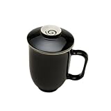 TheTeaSpotSteepingMug,3-PieceHandcraftedPorcelainTeaMugwithInfuser&Lid,16-Ounce,color:Black