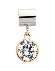 April Birthstone Dangle and Silver Slide for 3mm Charm Bracelets