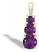 14K Yellow Gold Genuine Round Amethyst 3-Stone Pendant