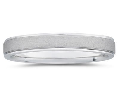 4 mm Brushed Center Comfort-Fit Women's Wedding Band in 14k White Gold