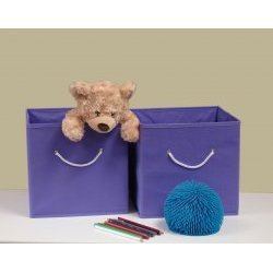 Sourcing Solutions 2-Piece Folding Storage Bins Set, Lavender with White Rope Handles