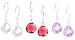 Sterling Silver Red, Clear & Light Purple Earring Set