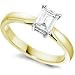 0.10 Ct Emerald Cut Solitaire Diamond Ring In 18 Ct Yellow and White Gold- H / SI2