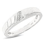 1/25 Carat T.W. Round Cut Diamond Men's Wedding Ring 14K White Gold Wedding Ring - Free Gift Box -