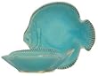 Ceramic Pottery Flounder Azure Small Bowl 6 3/4"x5 1/2"x1 1/2"H Set of 4