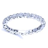 1 1/10 Carat Bezel Set Diamond 18k White Gold Eternity Wedding Anniversary Ring