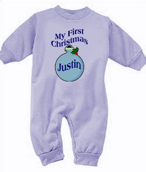 Boy's My First Christmas Personalized Ornament Fleece Romper Picture