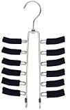 Friction Tie Rack and Scarf Hanger - Non-slip (Black/Chrome) (11 1/2H x 6 1/2W)