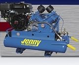 Jenny Two Stage Wheeled Portable Air Compressor - Gas Drive