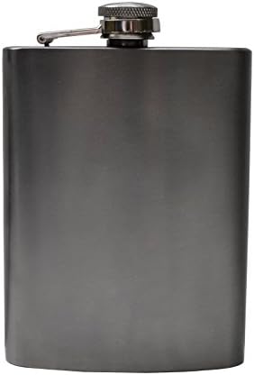 8oz Gray Color Plated #304 (18/8) Stainless Steel Premium Hip Flask by Caballero - Improved Corrosion Resistance Than Other Flasks
