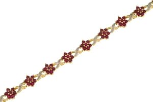 Bracelet - Femme - Or jaune (9 carats) 7.3 Gr - Diamant - Rubis 4.64 Cts