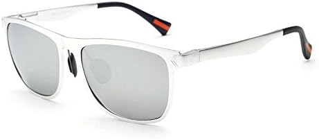 WPF Wayfarer Style Men's Cycling Sporting Goggles Polarized Aviator Mirrored Sunglasses (White Frame, Silver Lens)
