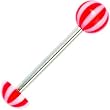 Peppermint Beach Ball Acrylic Half Ball Barbell Tongue Ring